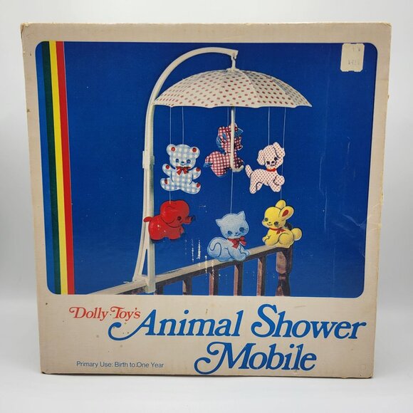 Vintage 1960's Dolly Toy Nursery Baby Crib Mobile In Box W/ Animals Non-Musical - Picture 2 of 16